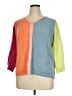 LOGO by Lori Goldstein Color Block Blue Cardigan Size XL - photo 1