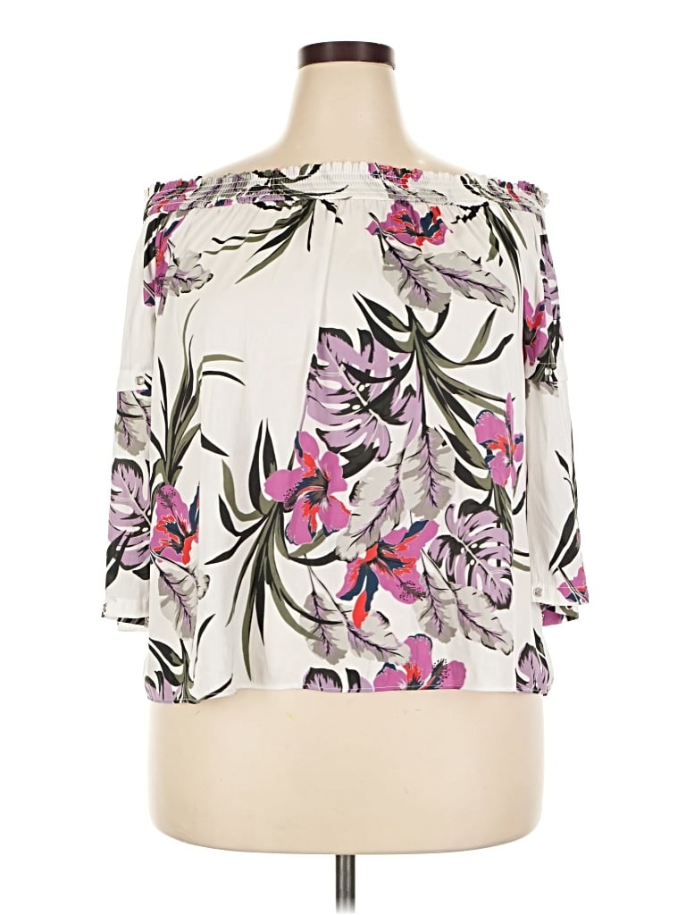 Pre-owned Jennifer Lopez 3/4 Sleeve Blouse In Ivory