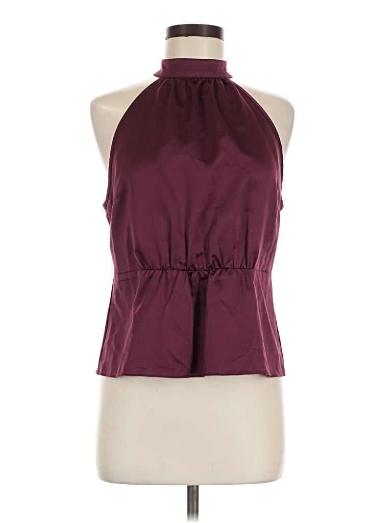 Pre-owned Topshop Sleeveless Blouse In Burgundy