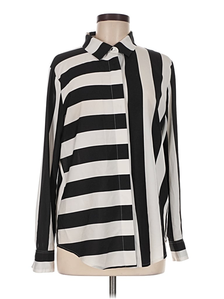 Pre-owned Dkny Long Sleeve Blouse In Silver