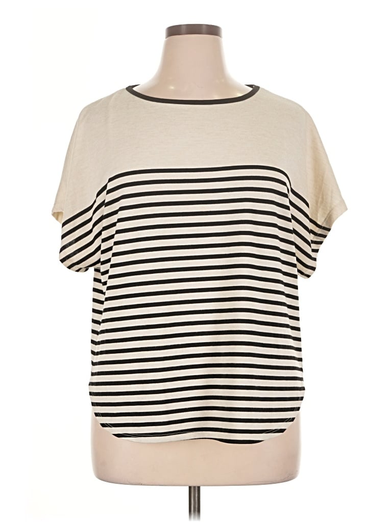 Pre-owned Max Studio Short Sleeve T-shirt In Ivory