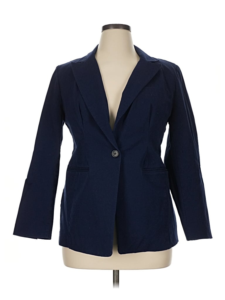 Pre-owned Eloquii 3/4 Sleeve Top Blue Square Neckline Tops
