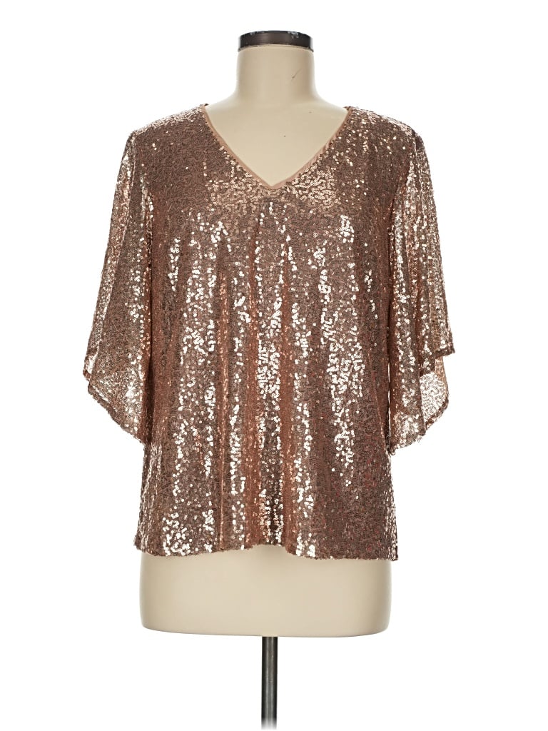 Roz & Ali Short Sleeve Blouse In Gold
