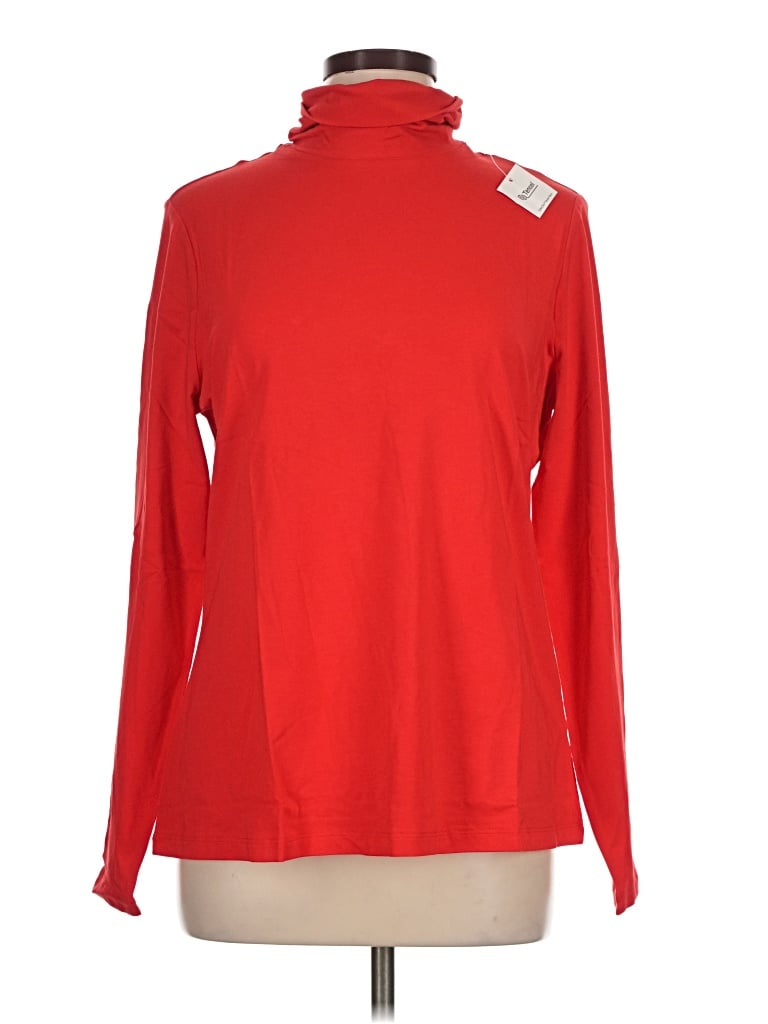 Lands' End Long Sleeve Top Red Turtleneck Tops