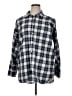 Ann Taylor LOFT Checkered-gingham Gray Long Sleeve Button-Down Shirt Size XL - photo 1
