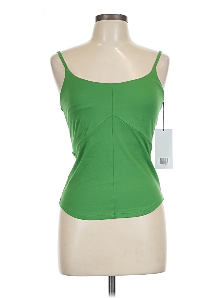 Girlfriend Collective Tank Top Green Open Neckline Tops