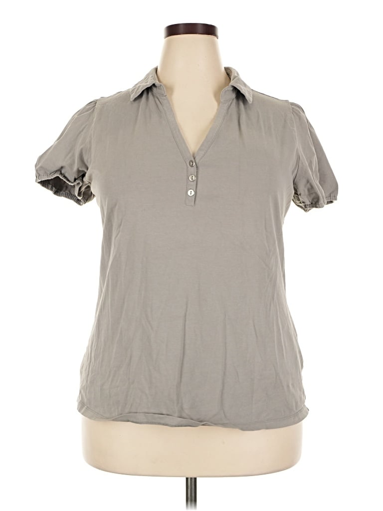 Pre-owned Lane Bryant Short Sleeve Polo Shirt In Gray