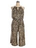 London Times Animal Print Brown Jumpsuit Size 16 - photo 1