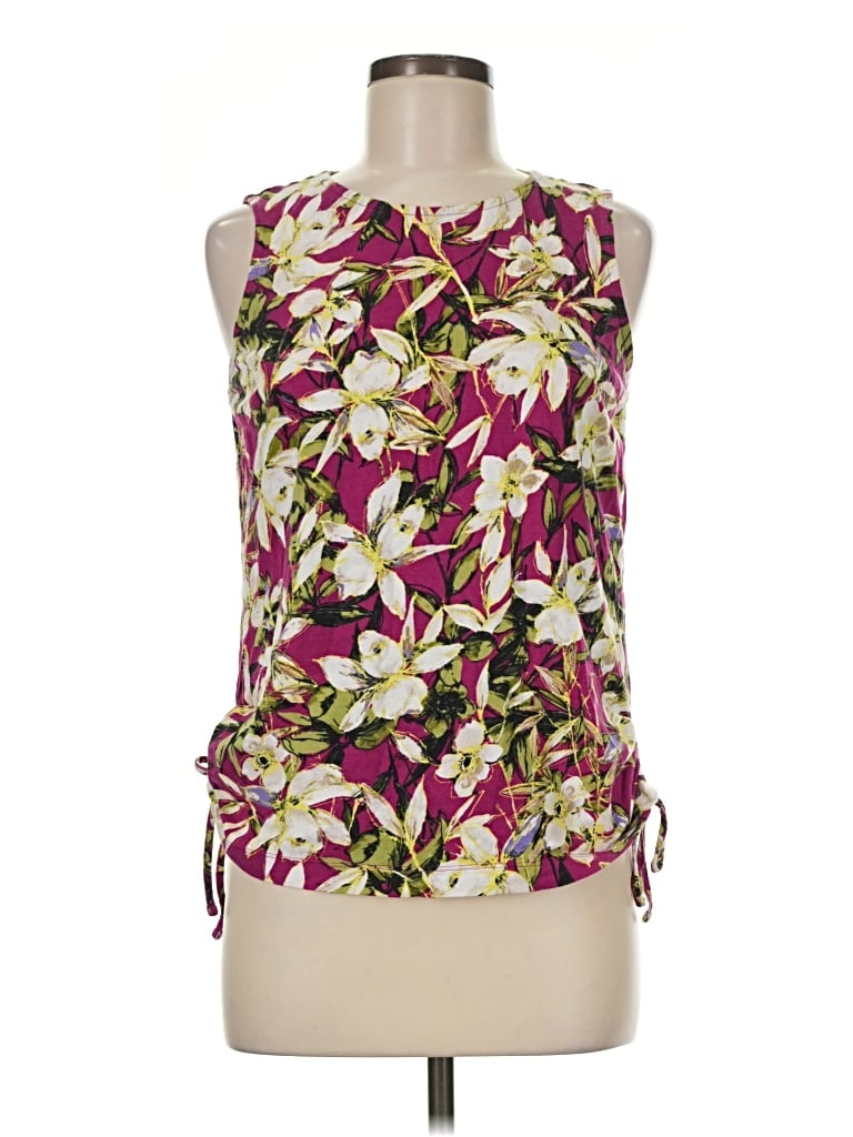 Pre-owned Jjill Tank Top Burgundy Tie Neck Tops