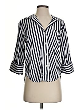 Madewell Easy Y-Neck Button-Up Shirt in Striped Plainweave (view 1)