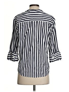 Madewell Easy Y-Neck Button-Up Shirt in Striped Plainweave (view 2)