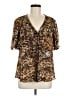 BCBGMAXAZRIA 100% Silk Brown Short Sleeve Silk Top Size M - photo 1