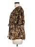 BCBGMAXAZRIA 100% Silk Brown Short Sleeve Silk Top Size M - photo 5