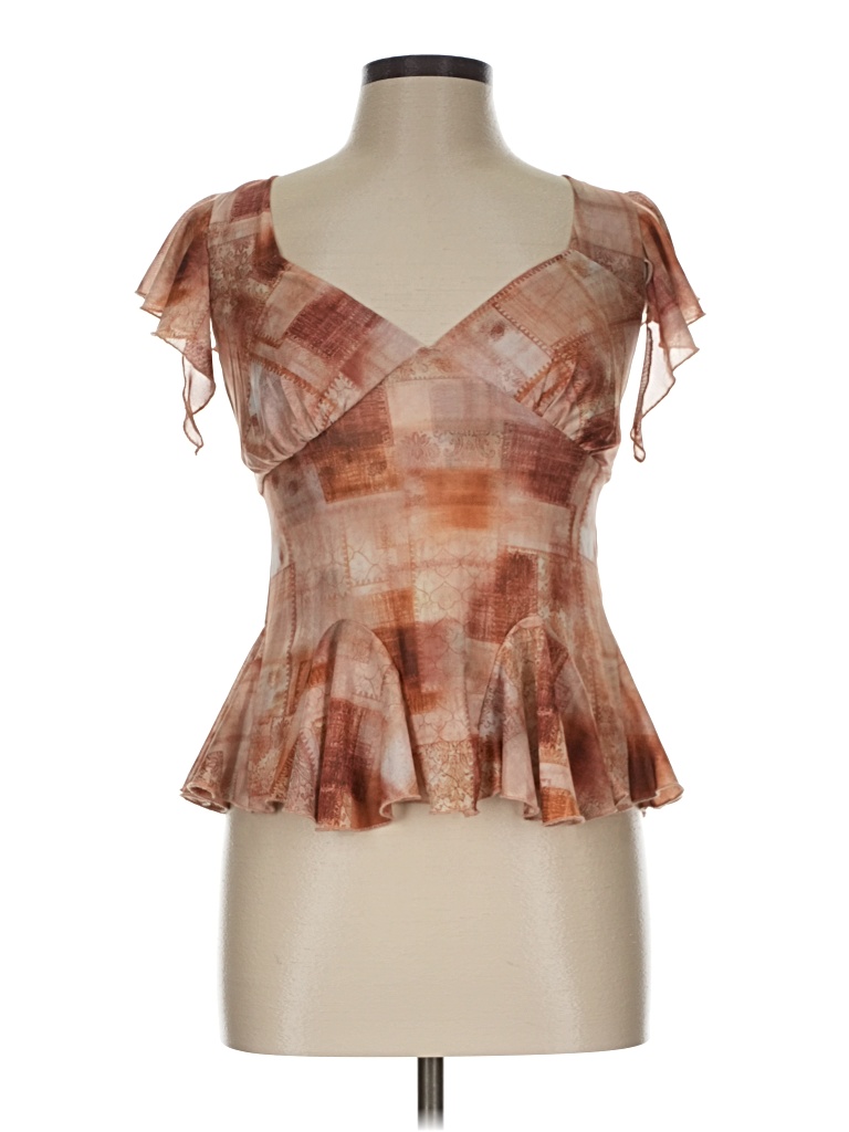 Pre-owned Hers & Mine Sleeveless Blouse In Brown