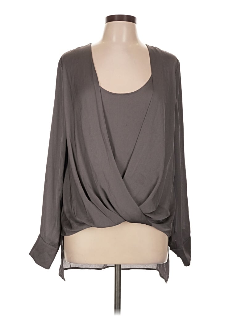 Pre-owned Bcbgmaxazria Long Sleeve Blouse In Gray