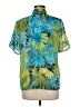 JKLA 100% Polyester Tropical Green Short Sleeve Blouse Size M - photo 2