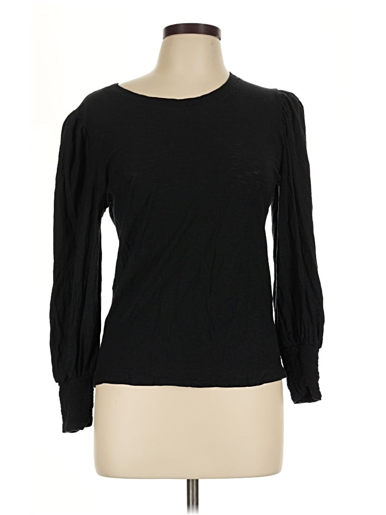 Pre-owned Nation Ltd Long Sleeve Top Black Crew Neck Tops