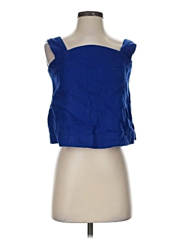 Madewell Curved-Neck Shell Tank in 100% Linen (view 1)
