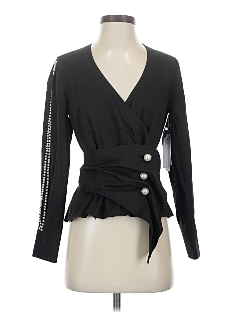 Pre-owned Never A Wallflower Long Sleeve Blouse In Black