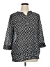 Chico's 100% Polyester Chevron-herringbone Black 3/4 Sleeve Blouse Size XL - photo 1