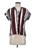 Shein 100% Polyester Stripes Burgundy Short Sleeve Blouse Size 2 - photo 1