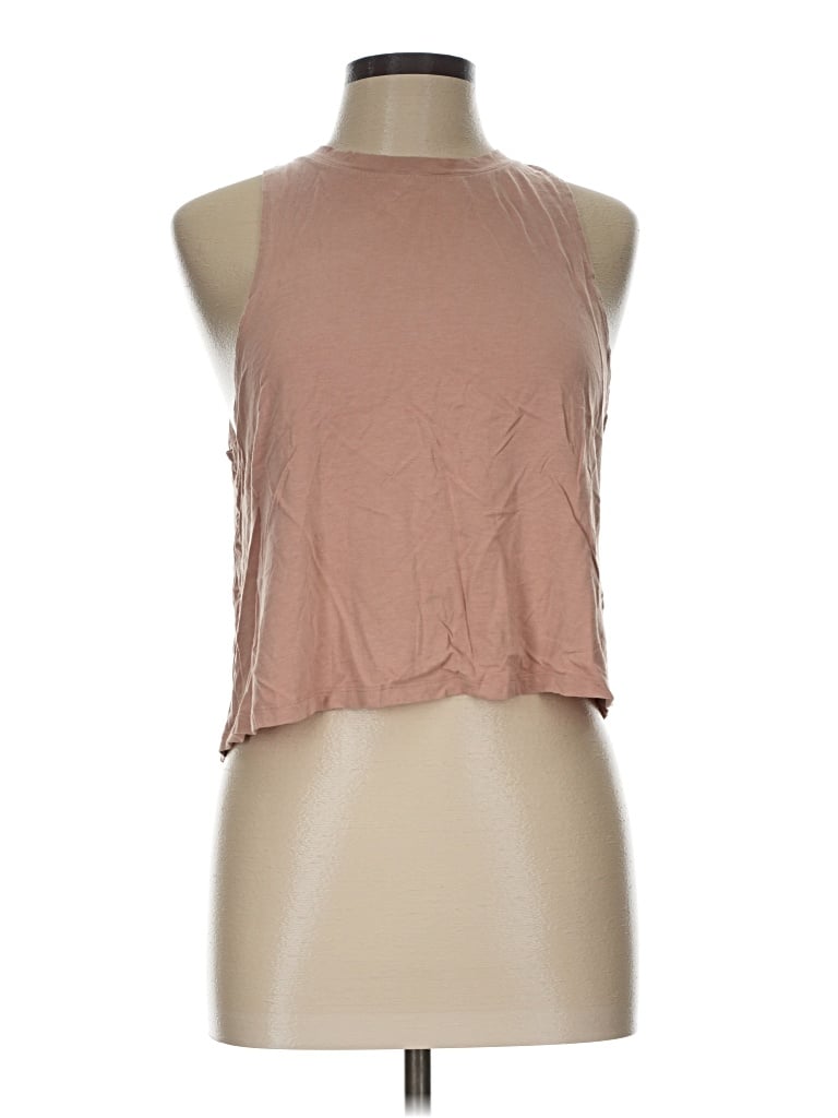 Pre-owned Girlfriend Collective Tank Top Brown Halter Neckline Tops