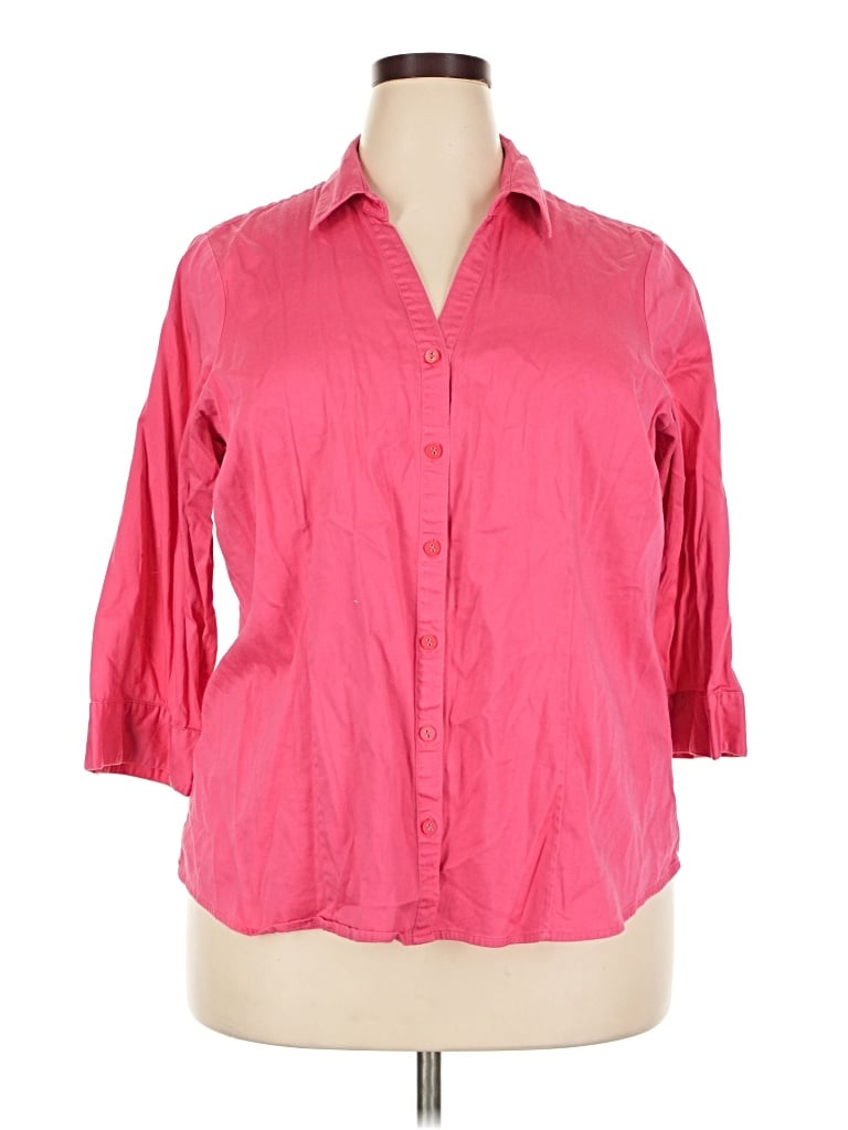 Pre-owned 212 Collection 3/4 Sleeve Button Down Shirt In Pink
