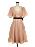 H&M 100% Polyester Solid Tan Cocktail Dress Size 8 - photo 1
