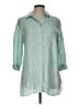 Chico's 100% Linen Teal 3/4 Sleeve Button-Down Shirt Size L - photo 1