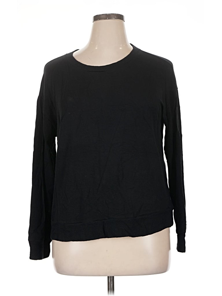 Pre-owned Splendid Long Sleeve Top Black Crew Neck Tops