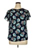 Gemstone 100% Polyester Floral Blue Short Sleeve T-Shirt Size XL - photo 1