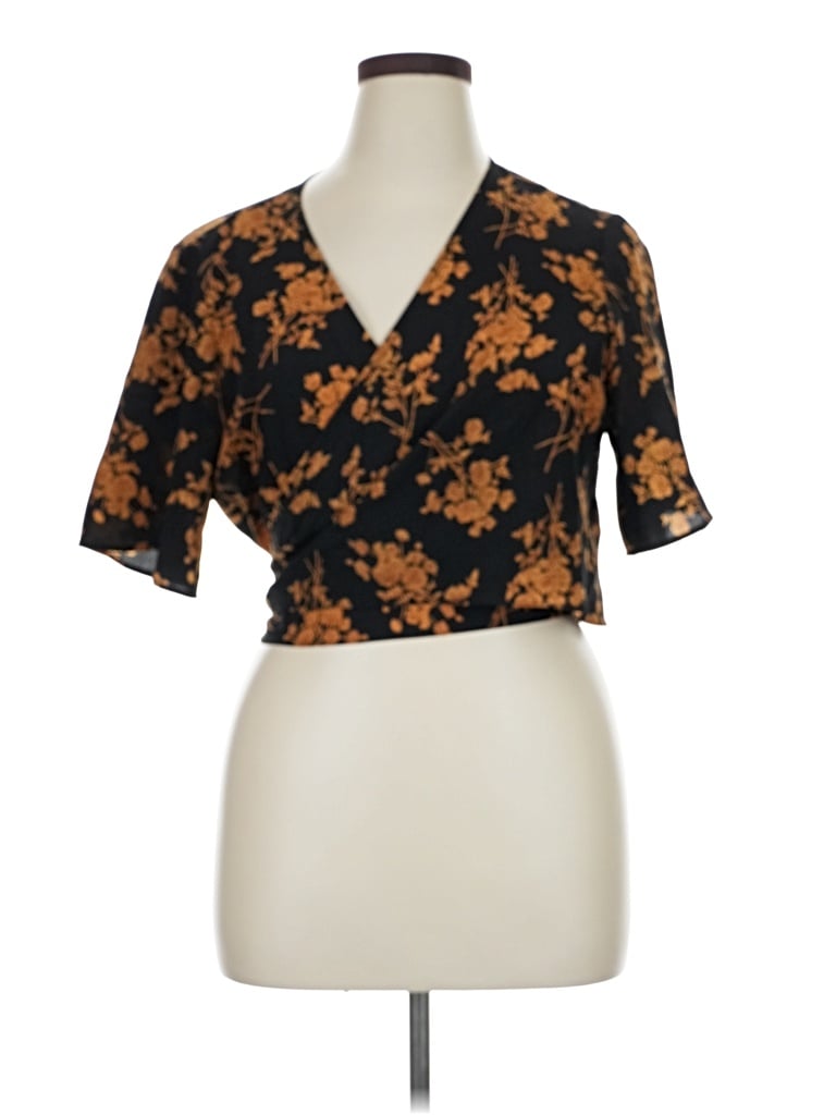 Pre-owned Shein Curve Short Sleeve Blouse In Brown