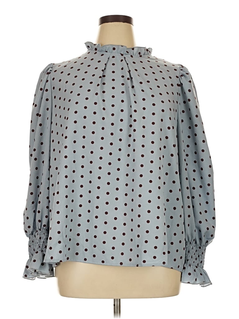 Pre-owned Shein Curve Long Sleeve Blouse In Gray