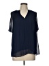 Halogen 100% Polyester Blue Short Sleeve Blouse Size L - photo 1