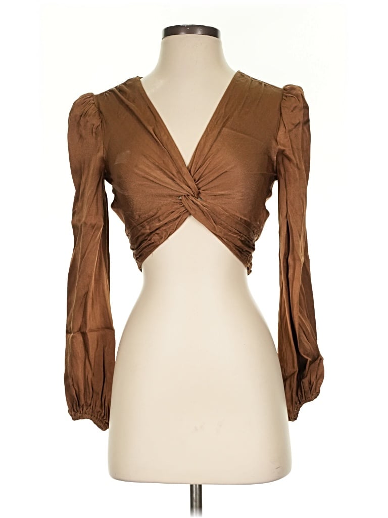 Pre-owned Astr Tank Top Brown Plunge Neckline Tops