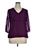 Avenue 100% Polyester Purple 3/4 Sleeve Blouse Size 14 Plus - photo 1