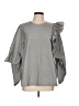 Clu 100% Cotton Gray 3/4 Sleeve Blouse Size L - photo 1