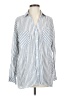 MIOU MUSE Stripes Silver Blue Long Sleeve Button-Down Shirt Size S - photo 1