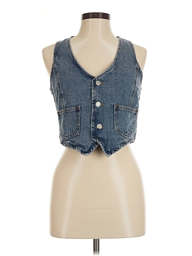Pre-owned Unbranded Denim Vest In Blue
