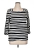 Talbots 100% Cotton Stripes Black 3/4 Sleeve Top Size XL - photo 1