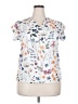 Unbranded 100% Polyester Floral White Short Sleeve Blouse Size XXL - photo 1