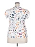 Unbranded 100% Polyester Floral White Short Sleeve Blouse Size XXL - photo 2