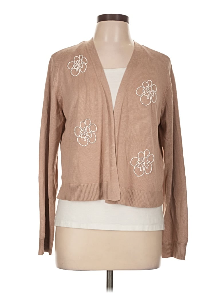Kathy Ireland Cardigan Sweater In Tan