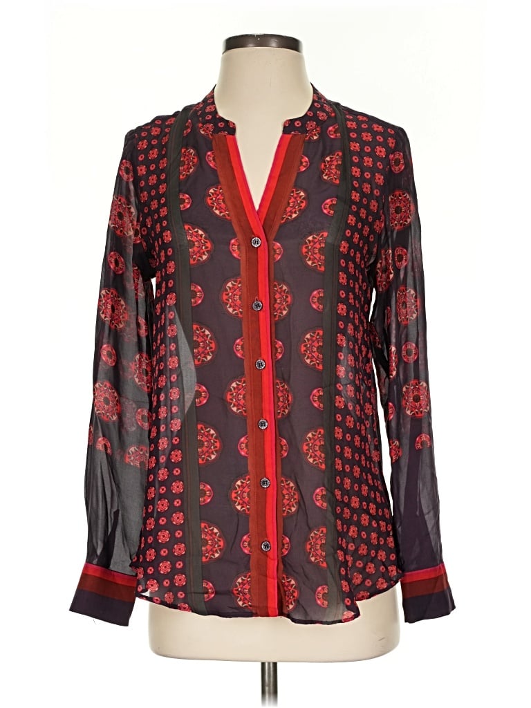 Pre-owned Hale Bob Long Sleeve Blouse In Red