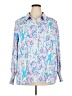 Fashion 100% Polyester Paisley Blue Long Sleeve Blouse Size XXL - photo 1