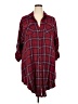 Torrid Plaid Burgundy 3/4 Sleeve Button-Down Shirt Size 2X Plus (2) - photo 1