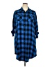 Torrid Plaid Blue 3/4 Sleeve Button-Down Shirt Size 2X Plus (2) - photo 1