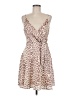 Express 100% Polyester Animal Print Ivory Brown Cocktail Dress Size M - photo 1