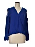Dora Landa Blue Long Sleeve Blouse Size L - photo 1