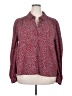 CeCe Print Burgundy Long Sleeve Blouse Size 2X - photo 1